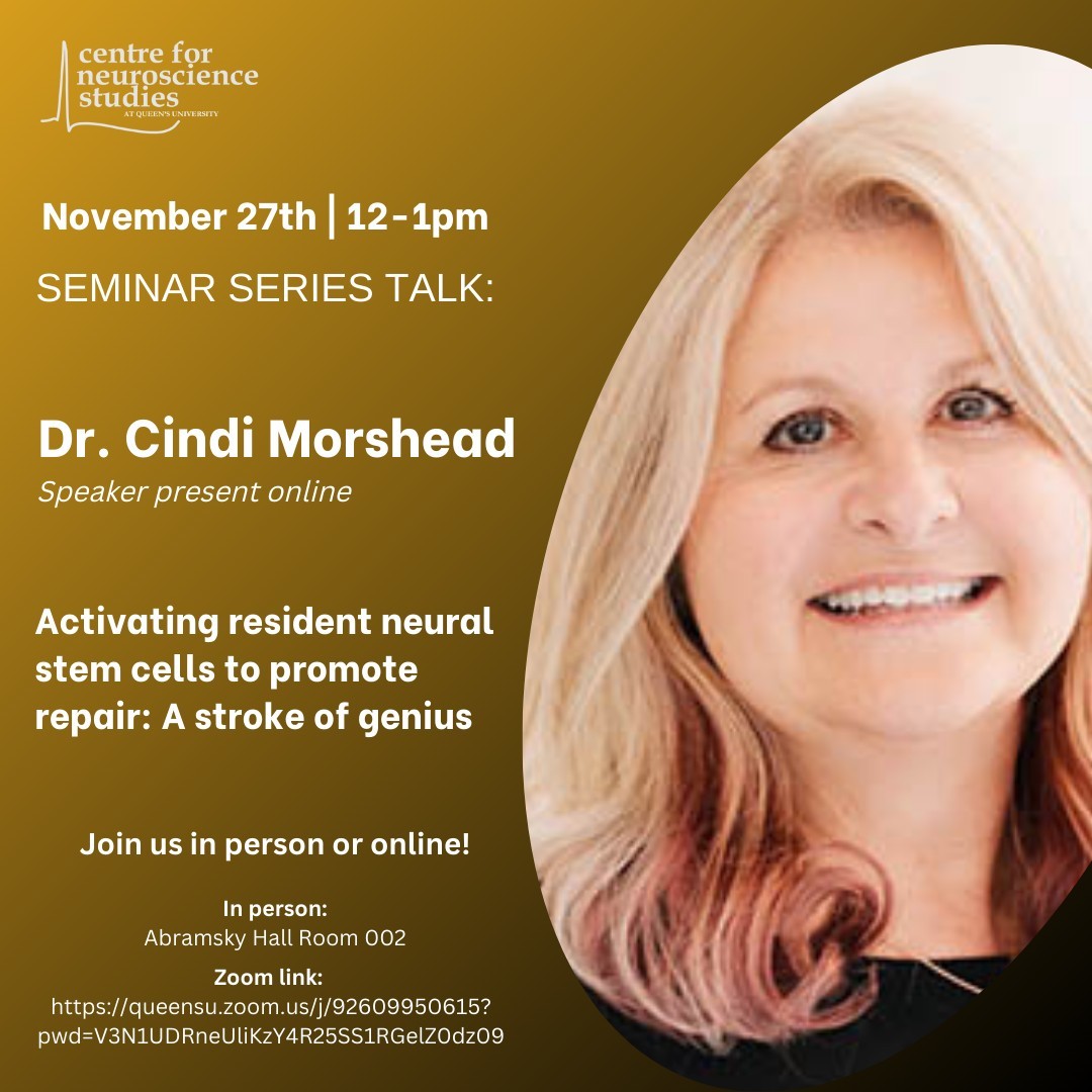 Check out next week's seminar at the link in our bio, with Dr. Cindi Morshead from the University of Toronto! You don't want to miss this one!